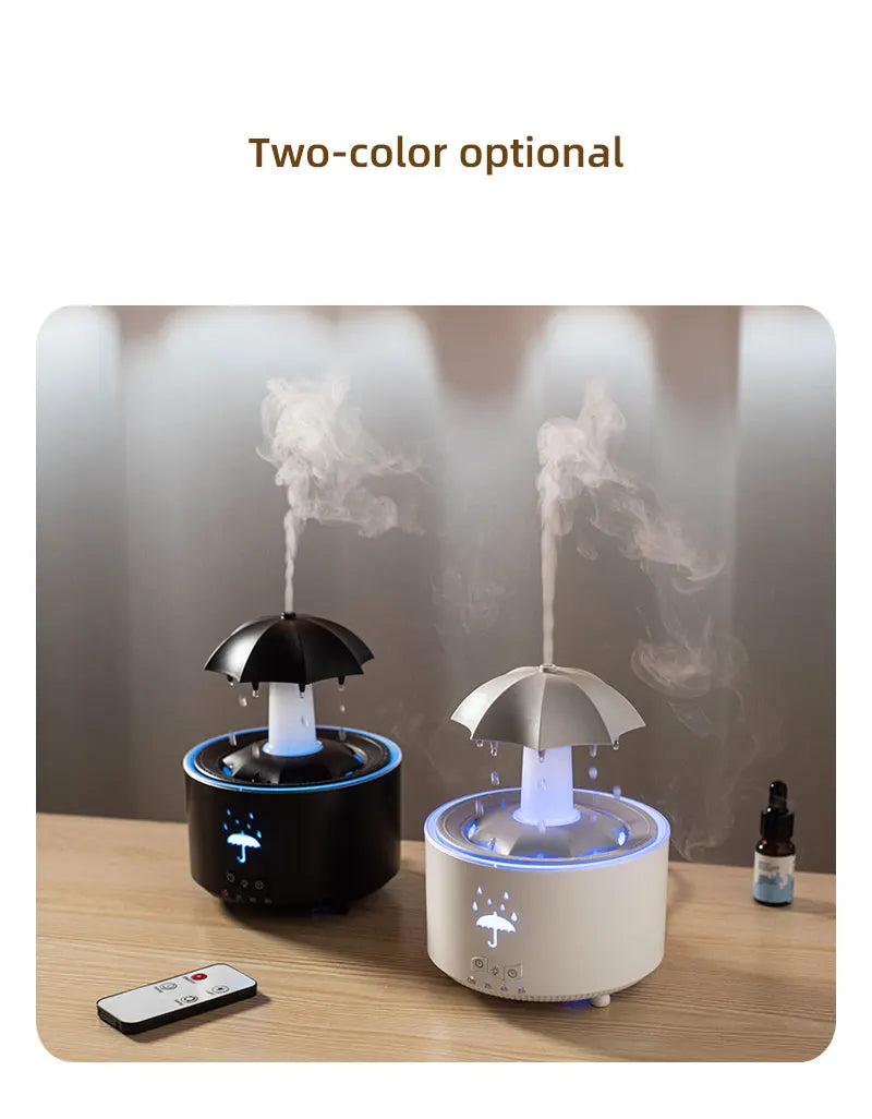 Remote Control Rotating Umbrella Waterdrop Aromatherapy Machine Ultrasonic Air Humidifier with LED Light for Home Aroma Diffuser