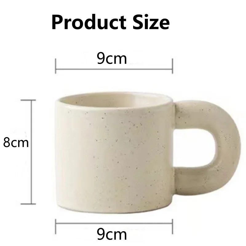 Ceramic Mug Ring Handle Irregular Coffee Modern Print Porcelain Ins Catoon Style Mug Handmade Hot Chocolate Couple Handgrip Cups