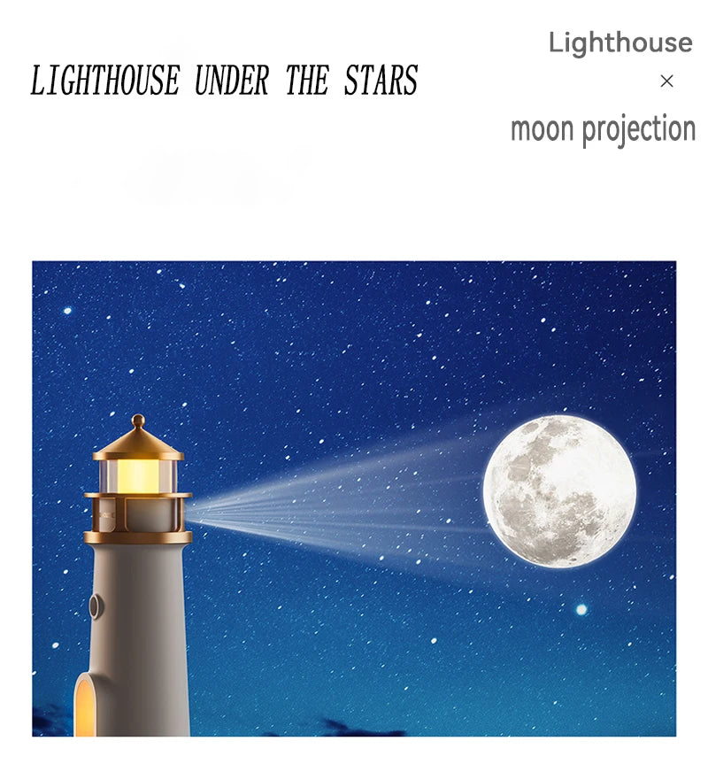 Moon Projection Light Lighthouse Motion Sensor Nightlights Remote Control Fake Candle Lamp Room Decoration Entryway Decor Lights