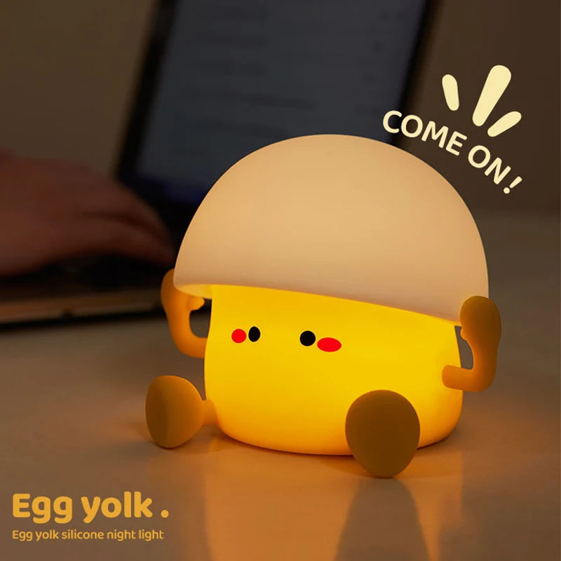 Mushroom Night Lights Egg Yolk LED USB Silicone Desk Night Lamps Indoor Lighting Room Decoration Atmosphere Light Kids Cute Gift