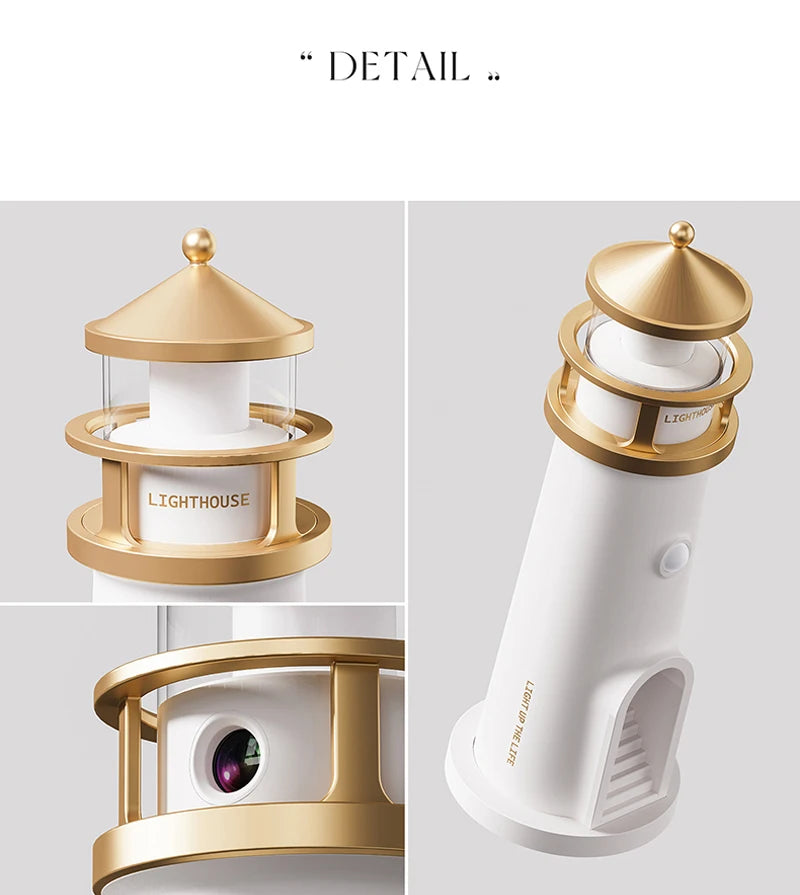 Moon Projection Light Lighthouse Motion Sensor Nightlights Remote Control Fake Candle Lamp Room Decoration Entryway Decor Lights