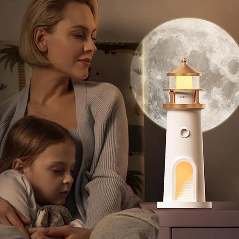 Moon Projection Light Lighthouse Motion Sensor Nightlights Remote Control Fake Candle Lamp Room Decoration Entryway Decor Lights