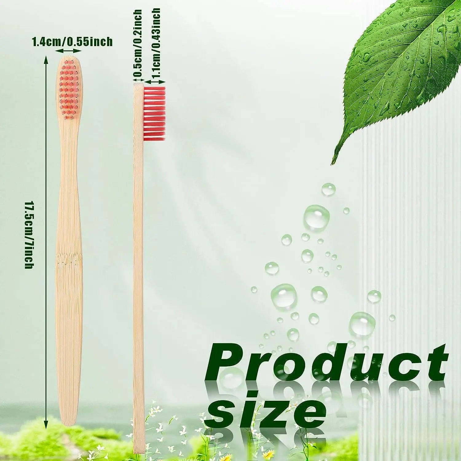 One Box of 20 Pcs Eco Friendly Bamboo Toothbrush Soft Bristles Biodegradable Plastic-Free Adults Toothbrush Bamboo Handle Brush