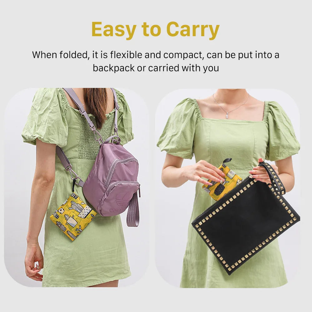 Big Eco-Friendly Folding Shopping Bag Reusable Portable Shoulder Handbag Travel Grocery Fashion Pocket Tote Heavy Storage Bags